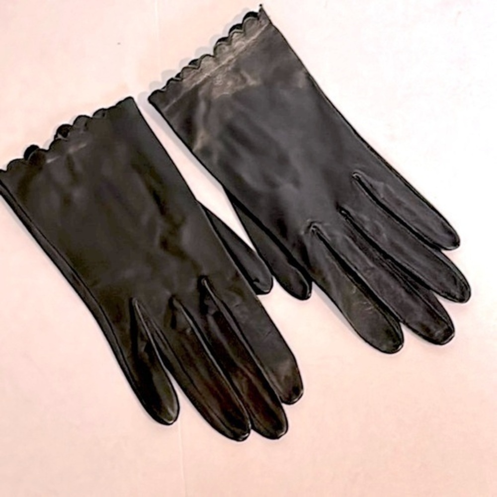 Vintage Miss Aris Charcoal Leather Gloves size 6
